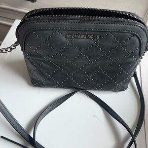 Michael Kors Black Quilted Studded Crossbody Camera Bag